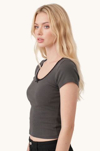 Lace T-shirt - Dark Grey